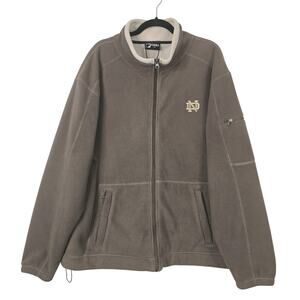 Notre Dame Fighting Irish Jacket Mens 2XL Brown NCAA Football Fossa Fleece Zip